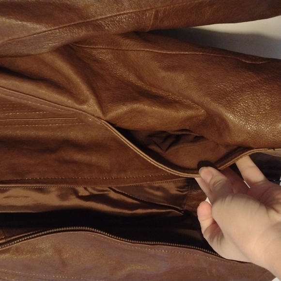 a.n.a. Brown Leather Jacket Size L - Picture 4 of 8